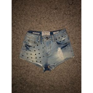 Studded Denim Shorts XS